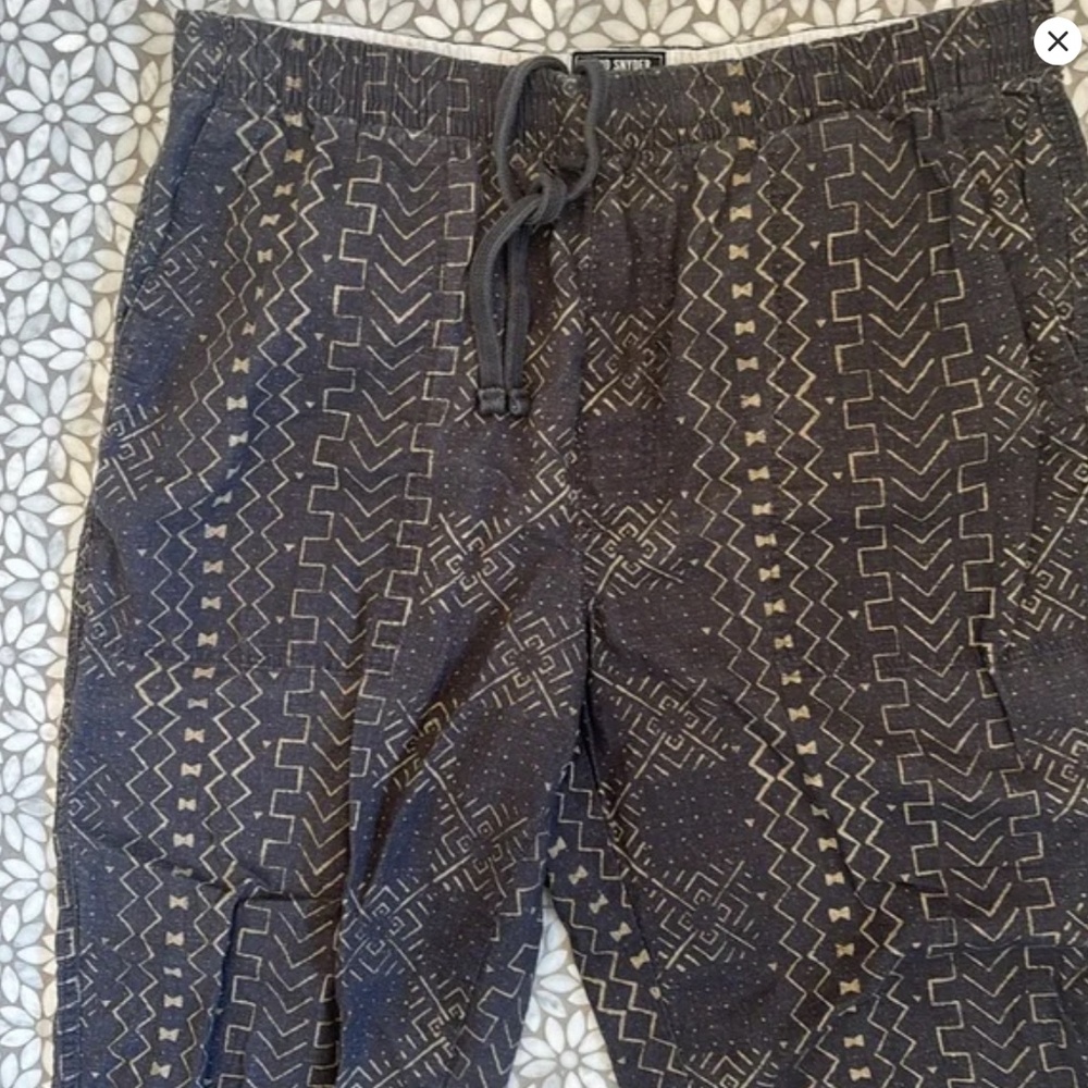 Todd Snyder Men’s Cotton Linen Beach Pant L Batik Print Drawstring Grey $249.00